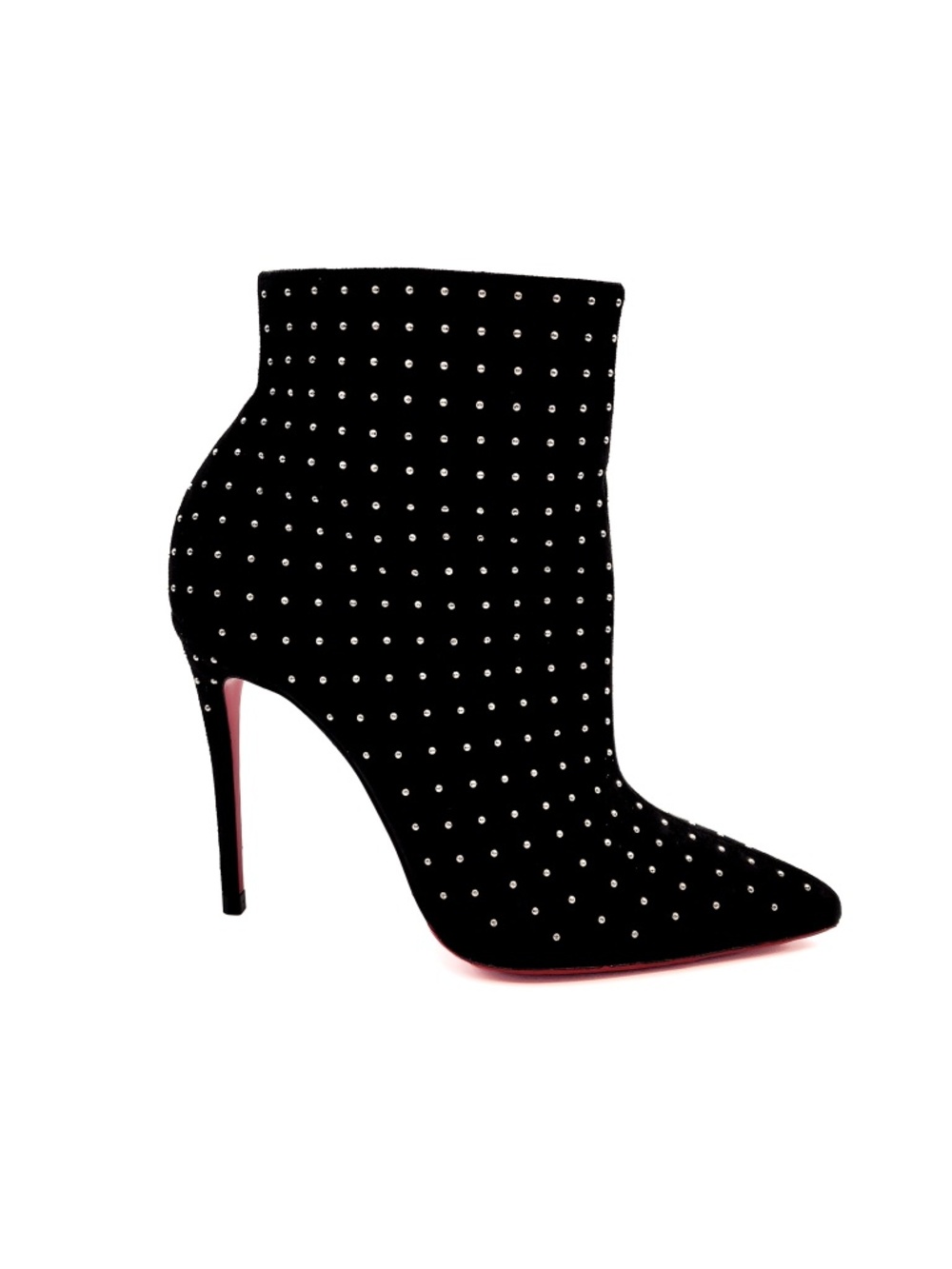 Christian Louboutin So Kate 100  Black Suede Booties Studded Zip Boots EU 37